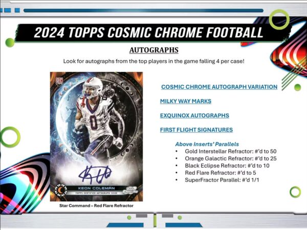 2024 TOPPS COSMIC CHROME FOOTBALL HOBBY 12-BOX CASE Brand New Sealed (4 AUTOS) - Image 8