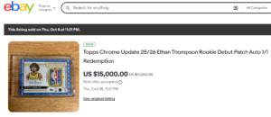 Ethan Thompson NBA Debut Patch Sells for $15,000 on eBay, Two Days After It Surfaced
